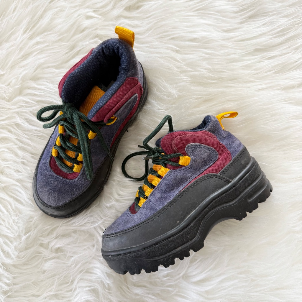 Gymboree Vintage 90s Boys Boots Shoes Colorblock Retro Low Hiking Chunky Unisex